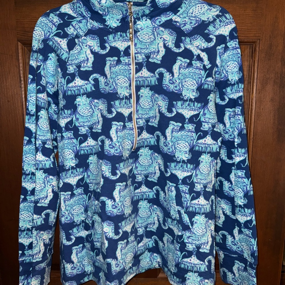 Lilly Pulitzer Teal and Blue Patterned Garment